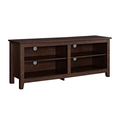 58" MDF Classic Open-Storage TV Stand with Adjustable Shelves, Cord Management, and Textured Laminate for Living Room and Bedroom