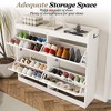 Large Rattan Shoe Cabinet with 4 Flip Drawers, Narrow Freestanding Shoe Organizer with Wooden Legs - 4 of 4