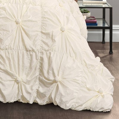 Lush Decor Full/Queen Bella Comforter Set Ivory - Lush Décor: Shabby Chic Midweight Microfiber Bedding with Ruching, 3 Pieces — фото 4