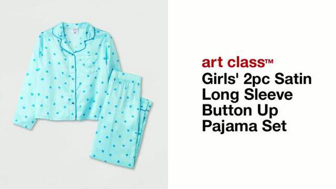 Girls' 2pc Satin Long Sleeve Button Up Pajama Set - art class™, 2 of 7, play video