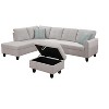 VYNXARIA 98inch Wide Left Hand Facing Sofa & Chaise with Ottoma£¬Light Gray - 4 of 4