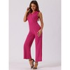 Allegra K Women's Sleeveless V Neck High Waist Wide Leg Jumpsuit - 3 of 4