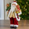 Northlight 16" Red and White Traditional Holly Berry Standing Santa Claus Christmas Figure with Gift Bag - 2 of 4
