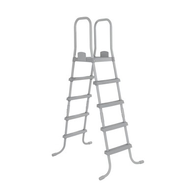 Bestway Flowclear 52 Inch Versatile Metal A Frame Above Ground Swimming Pool Ladder with Heavy Duty Plastic Double Sided Steps