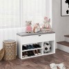 Shoe Storage Bench with Cushion, Entryway Bench with Storage Box & 2-Tier Open Shoe Rack, Wooden Shoe Bench for Entryway, Bedroom - 4 of 4