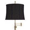 360 Lighting Westbury 36" Tall Skinny Large Traditional End Table Lamp Swing Arm Gold Antique Brass Finish Single Woodruff Black Shade Living Room - 2 of 4