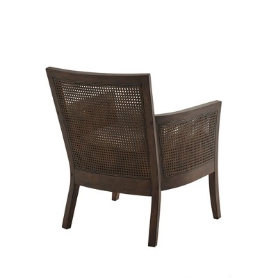 Farmhouse Chic Tan Cane Back Accent Chair with Espresso Wood Finish