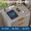 Fluted Nightstand w/ Charging Station, Mid Century Modern Fluted Nightstand, Wooden Night Stand, Modern End Table w/ Curved Corners - 3 of 4