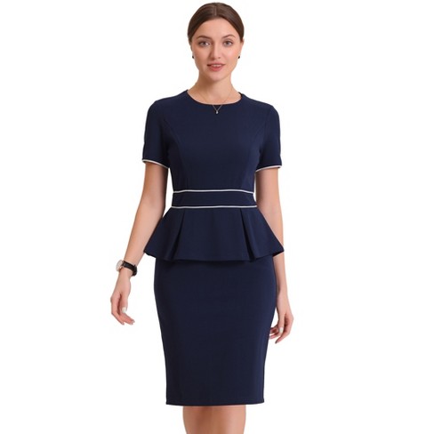 Allegra K Women's Round Neck Slim Fit Sleeveless Split Work Sheath Dresses  : Target