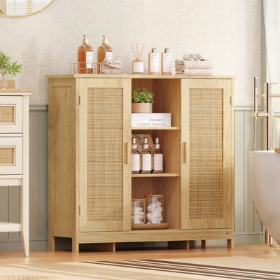 USIKEY Storage Cabinet with 2 Doors and 4 Adjustable Shelves, Buffet Cabinet with Storage, Floor Cabinet for Living Room, Entryway, Kitchen