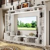 Famapy White TV Entertainment Center With Storage Shelves and Glass Doors - 3 of 4