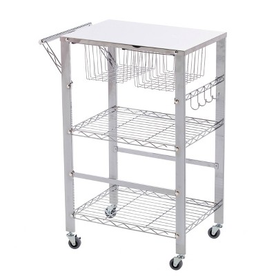 Tanfin Metal Serving Cart Chrome - Aiden Lane