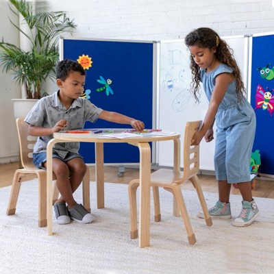 Natural Birch Plywood Stackable Kids Chair, 12in Seat Height, 2-Pack
