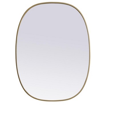 Elegant Lighting Metal Frame Oval Mirror 30x40 Inch in Brass