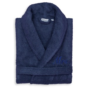 Linum Home Textiles 100% Turkish Cotton Embroidered ''Mrs.'' Terry Bathrobe - 1 of 3