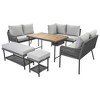 YOOCOZZ 6-Piece Rope L-Shaped Set with Acacia Wood Table and Rope Benches - Gray - 2 of 4