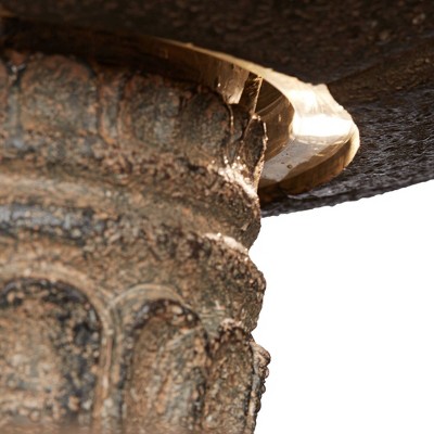 Farron Rustic Gray Stone 3-Tier Outdoor Water Fountain with LED Light