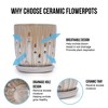 NAYSAYE Planter Set of 2 Striped Ceramic Flowerpot with Drainage Hole for Indoor Outdoor Garden, Brown   White, 7.49"*7.49"*8.08" - 2 of 4