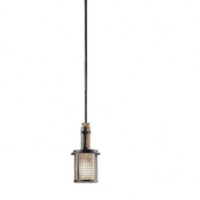 Anvil Iron Mini Pendant with Frosted Glass Shade