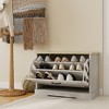 KTMBDW Shoe Storage Bench, Entryway Bench with Flip Drawer, Wooden Entry Way Shoe Cabinet for Living Room Hallway (Rustic Oak+White Oak) - 2 of 4