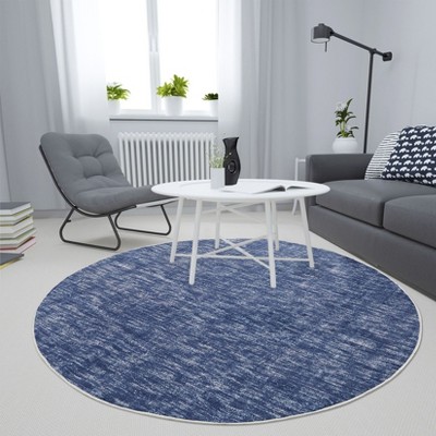 Solid Modern Washable Low Pile Area Rug with Rubber Backing