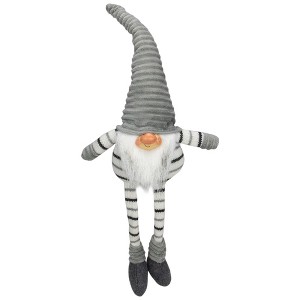 Northlight Striped Sitting Gnome Christmas Figure - 22" - Gray, White and Black - 1 of 4