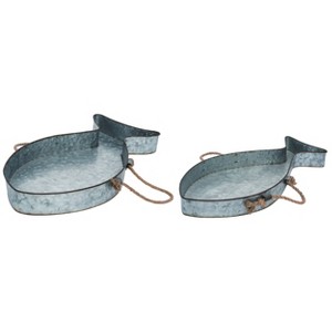Transpac Metal Fish Shaped Serving Trays S/2 Home Decorations Tabletop - 1 of 1