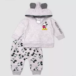 Baby Boys' Mickey Mouse 2pc Fleece Set - Gray