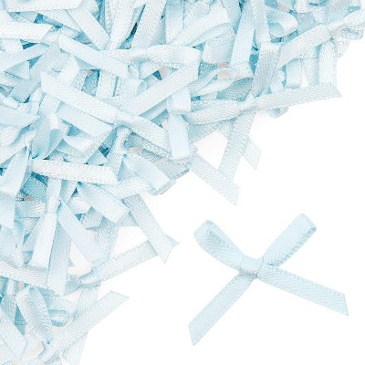 500pcs 1.2" Light Blue Mini Bibbon Bows Appliques for DIY Crafts, Gift Wrapping Accessories and Scrapbooking