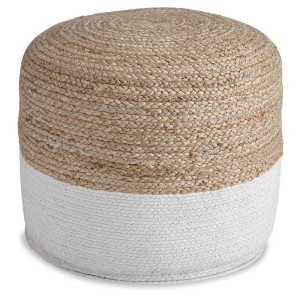 Sweed Valley Pouf Natural/White - Signature Design by Ashley: Braided, No Assembly, Jute Material - 1 of 2