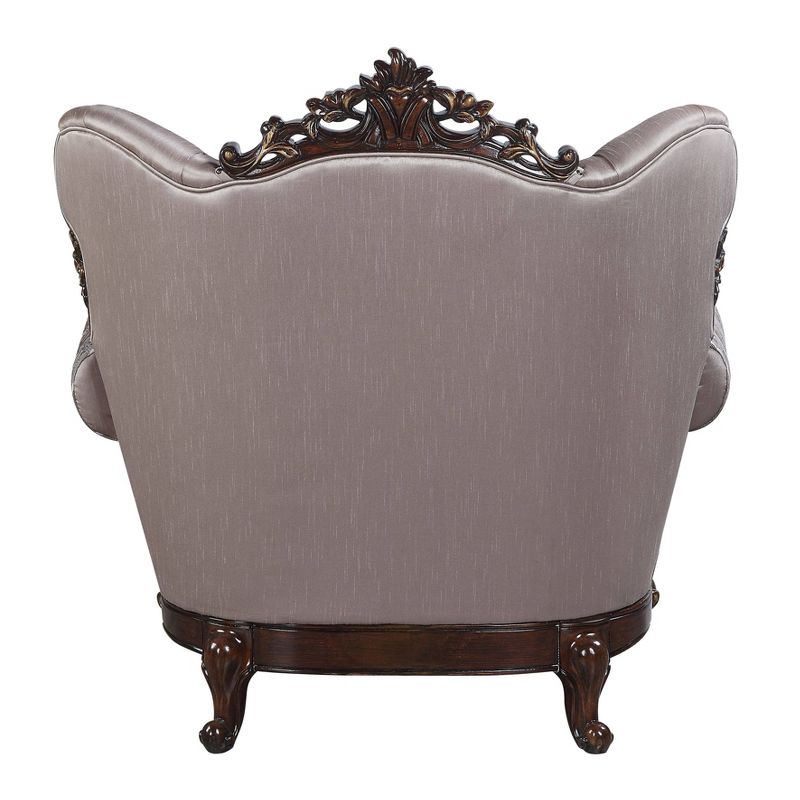 46&#34; Benbek Accent Chair Fabric/Antique Oak Finish - Acme Furniture, 4 of 6