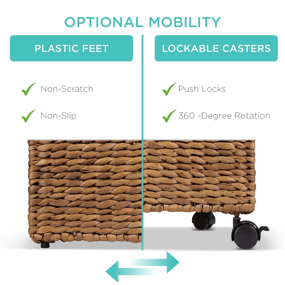 Best Choice Products Hyacinth Rolling Filing Cabinet Mobile Organizer Storage Basket w/ Lid, Locking Wheels - Natural - thumbnail 10