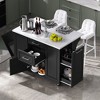 NicBex Modrn Kitchen Island with Drop Leaf & Pull Out Trash,Rolling Kitchen Cart with Wheels & Drawers,Storage Cabinet Folding Dining Table - 4 of 4