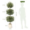 5FT Faux Artificial Olive Topiary Ball Plant in White Pot - Fake Plants for Indoor Display or Front Porch Decorations, 2Pcs - 4 of 4