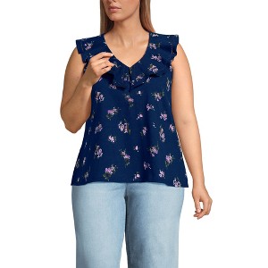 Lands' End Women's V Neck Cascade Ruffle Top - 1 of 3