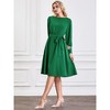 Hobemty Women's Boat Neck Long Puff Sleeve Tie Waist Casual Work A-Line Flare Dress - image 3 of 4