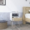 PAGED Wooden Nightstand Modern Side Table with 2 Storage Drawers and Black Handles, Bedside Cabinet for Bedroom, Living Room - 2 of 4