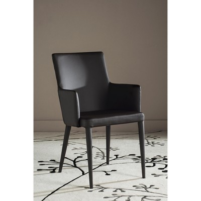 Transitional 24'' Faux Leather Metal Arm Chair in Brown