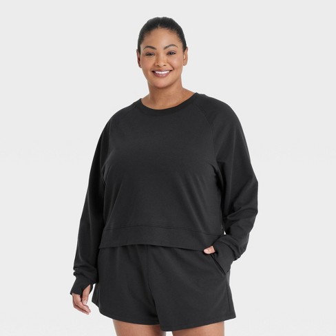 Women's French Terry Crewneck Sweatshirt - All in Motion™ Black 4X