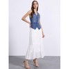 INSPIRE CHIC Women's Denim Sleeveless Collarless Washed Distressed Jean Vest - 4 of 4
