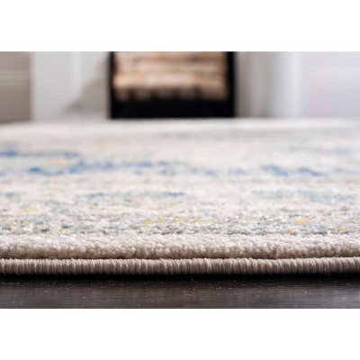 Ivory and Blue Rectangular Synthetic Easy Care Accent Rug