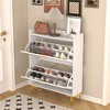 DOMETOUR Modern Wood Shoe Cabinet Shoe Storage Organizer for Entryway, Shoe Organizer with 2 Flip Drawers & Open Shelves - 2 of 4