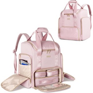 Large Makeup Backpack with 3 Clear Makeup Bags, Double Layers Professional Makeup Travel Case with Brushes Storage Section - 1 of 4