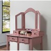 Wooden Vanity Make Up Table and Stool Set, Rose Gold - 4 of 4