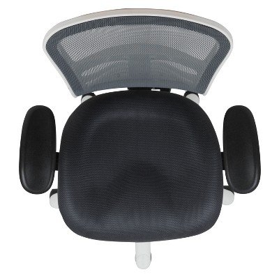 Ergonomic Mid-Back Mesh Executive Chair with Swivel & Adjustable Arms in Gray and White