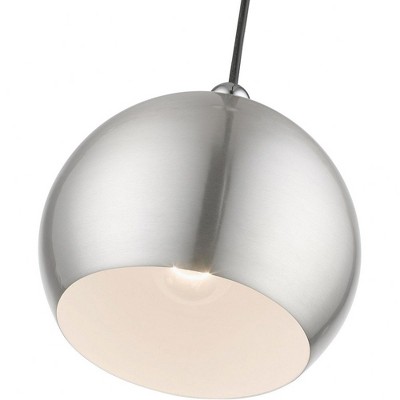 Stockton 8" Mini Globe Pendant Light in Brushed Nickel & Polished Chrome