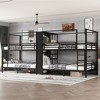 KWPZQEB Quadruple Metal Bunk Bed, Quadruple Metal Bunk Bed with Built-in Storage Shelves, Wardrobe & Noise-reduced Design, Black - 3 of 4
