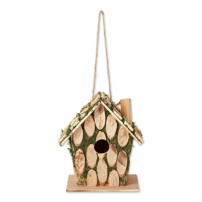 8" Moss-Edged Wood Birdhouse Green - Zingz & Thingz