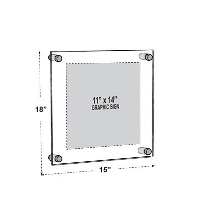 Clear Acrylic Floating Wall Frame with Silver Caps