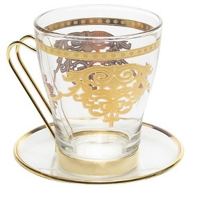 Classic Touch Set of 6 Tea Cups with Plates with Rich Gold Design - 1 of 3